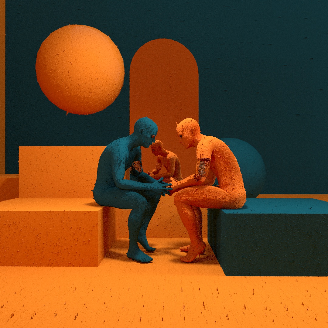 Inga Brel Cinema 4D Art Work - Burn Orange and Teal Love Story
